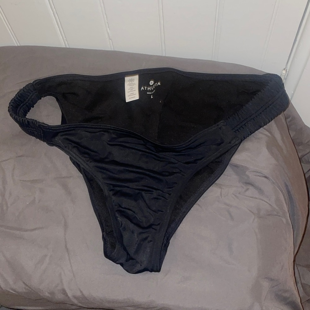 Black Large Athleta Side Smocked Bikini Bottoms